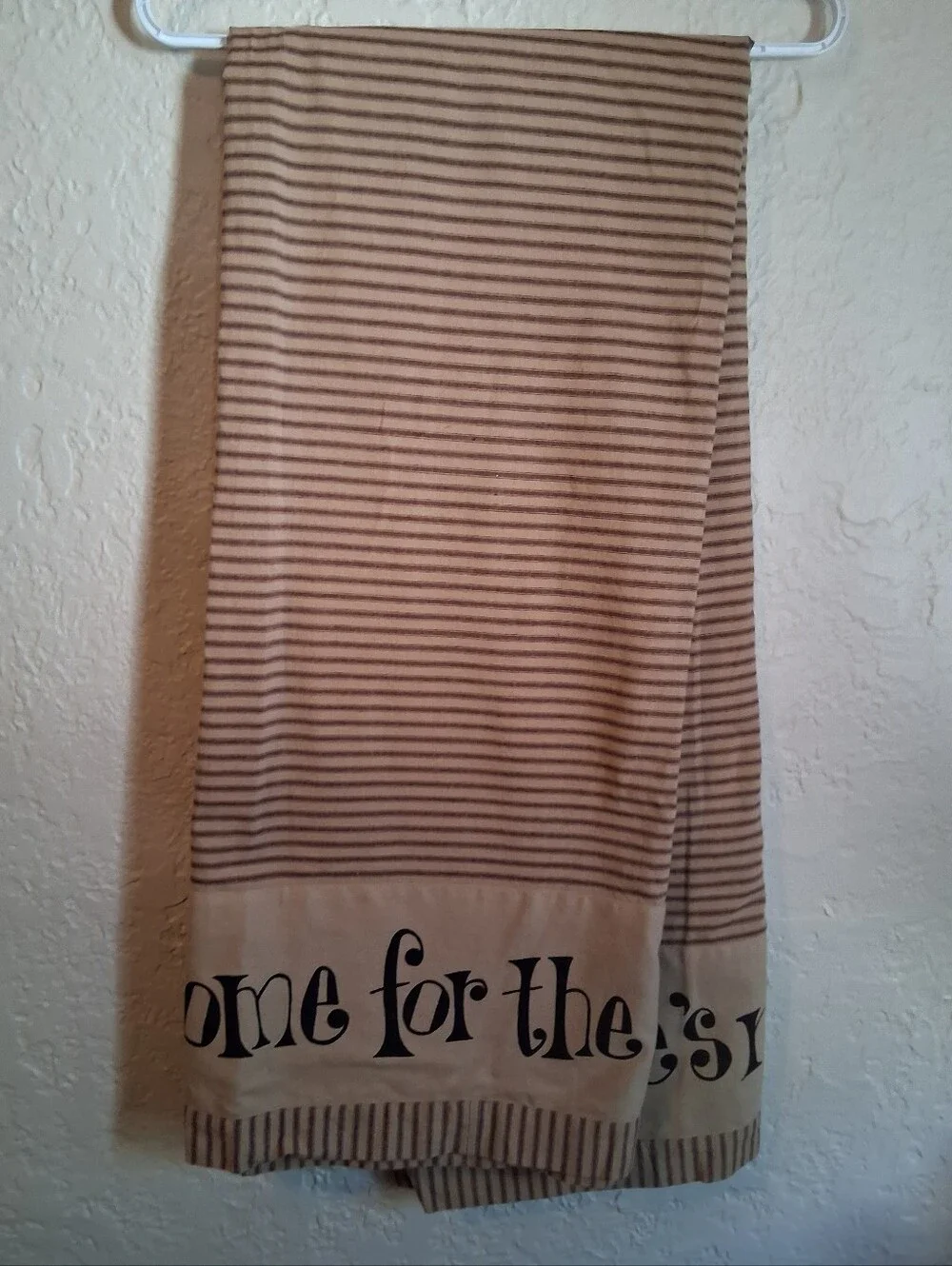 Large Primitive Style Burgundy & Tsn Sriped Holiday Tablecloth 60 X 90 Rectangle